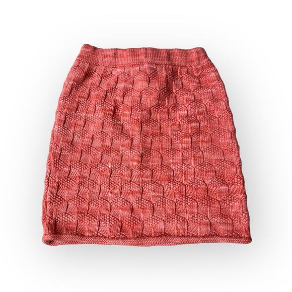 Misha & Puff Block Stitch Roll Hem Skirt In Melon - Picture 2 of 4
